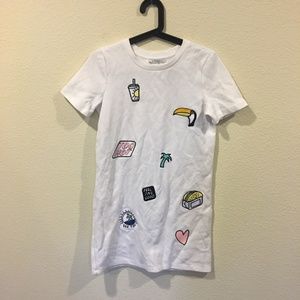 Zara Dresses - Zara white short sleeve patch dress Zara Dresses - Zara white short sleeve patch dress